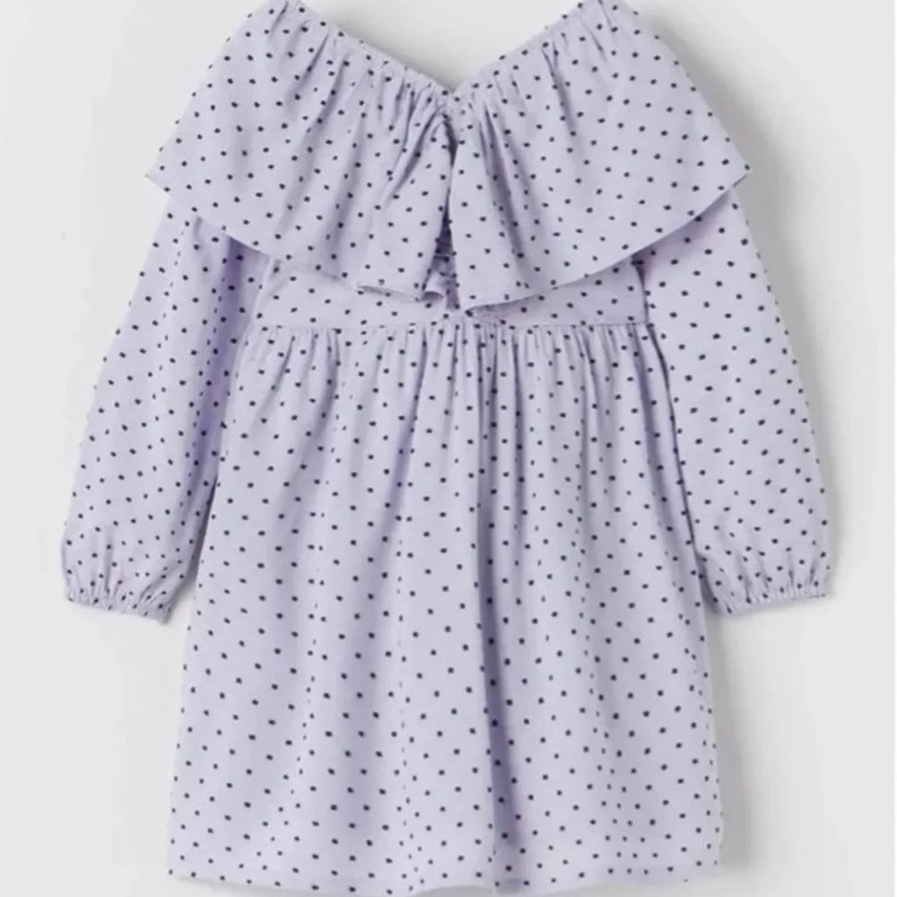 Zara baby blue dot collared dress